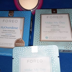 FOREO UFO MINI 2 BOXES FOREO MASKS (12 CT PLUS 1 EXTRA)3 TRAVEL SIZE SERUMS PLUS